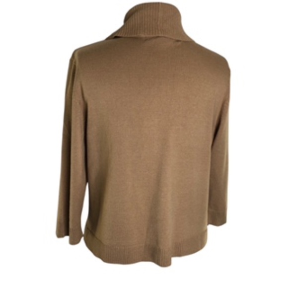 89th & Madison Roll Collar Open Front 3/4 Sleeve Camel Color Cardigan Size L - Picture 4 of 6